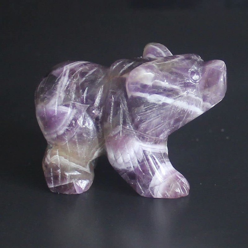 1.5'' Hand Carved Mixed Gemstone Crystal Bear Figurine Animal Carving