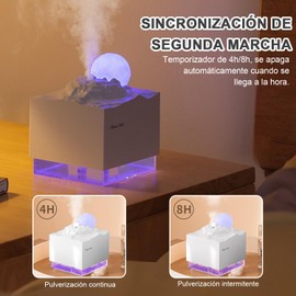 Humidificador en Forma de Caída Luna, con 2 Modos de Humidificación Silenciosa. Humidificador en Forma de Caída Luna con Luz Nocturna, Conexión USB, Función de Lámpara Luna 3D (Blanco)