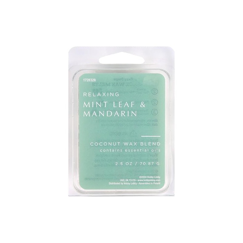 Relaxing Mint Leaf & Mandarin Scented Coconut Wax Melts, by