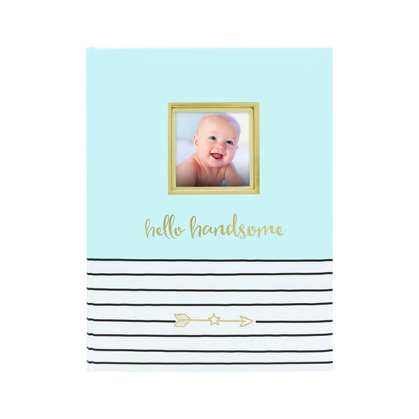 Pearhead Hello Handsome, First 5 Years Baby Memory Book with Photo Insert, Perfect Baby Keepsake, Blue