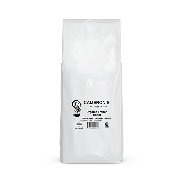 Cameron's Coffee Roasted Whole Bean Coffee, Organic French Roast, 4 Pound