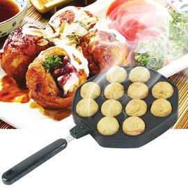 ELEOPTION Takoyaki Pan 12 Holes Octopus Balls Aebleskiver Grill Tray Mold Baking Plate Pan DIY Kitchen Cooking Tool (For Octopus Balls, 12Holes)