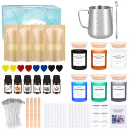 Candle Making Kit for Adult, Homemade DIY Candle Making Supplies Include Beeswax, Wicks, Glass Candle Containers, Essential Oils, Dyes, DIY Arts & Crafts Gift for Kids, Beginners, Adults, Women