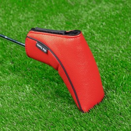 Big Teeth Putter Cover Premium Solid Color Cover USA Pin Magnet Golf Putter Cover Pin Blade (Red)