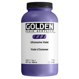 Fluid Acrylics by GOLDEN, Ultramarine Violet, 32 fl. oz. Jar, Professional Acrylic Paint, Transparent