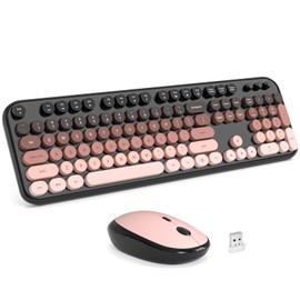 MOFII Wireless Keyboard and Mouse Combo - BlackBerry Gradient Full-Sized Plug and Play Colorful Computer Keyboards - 104 Keys Round Keycap USB 2.4G Cute Keyboard for Windows/Laptop/Mac/Desktop/PC