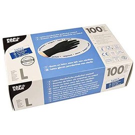 PAPSTAR Non-Sterile Natural Latex Powder-Free Glove, Size: L, black (100 pieces), you will receive 1 pack of 100 pieces