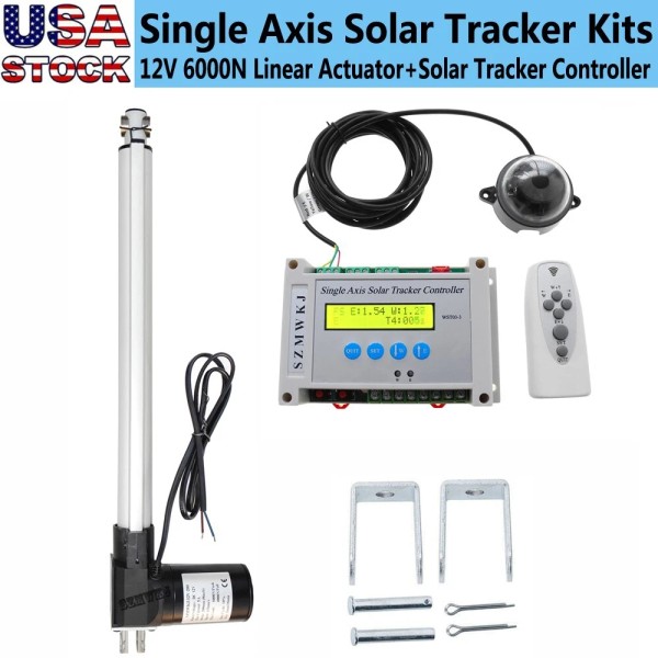 SZMWKJ 12V Single Axis Solar Tracking Kit W/ 6000N 18"