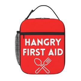 Hangry First Aid Insulated Lunch Bag Portable Reusable Lunch Box Medical Theme Thermal Cooler Tote Bag With Pockets For Nurses & Doctors Women Men Gift