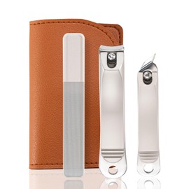 Portable Manicure Set Personal Care Nail Clipper Kit Stainless Steel Pedicure Tools Oblique Toenail Clipper Nail Clippers Set Travel Grooming Case Nail Scissor with PU Leather Case (Champagne Gold)