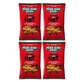 Pork King Good Stupid Hot Flavored Pork Rinds Chicharrones 4 Pack Keto Snacks