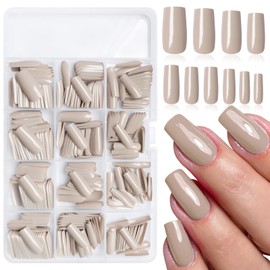 Lifextol 360PC Khaki Square Press on Nails Medium Long Fake Nails Press ons with Glue&Adhesive Tabs, Square Glue on Nails Tips Acrylic Nails Press on Nails Long Stick on Nails Artificial Fingernails