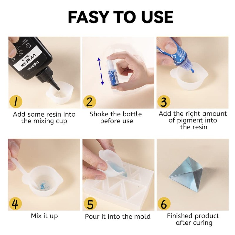 LIGHTWISHレジン 着色剤 レジン液 UVレジン用染料 メタリックカラー 10色 エポキシ樹脂顔料 高濃度 レジン液用 樹脂着色用