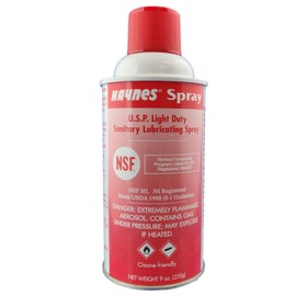Haynes Spray, U.S.P. Light Duty Sanitary Lubricating Spray, Food Grade Lubricant Spray, 1 x 9oz Spray Can