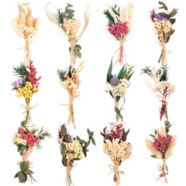 Fumwase 12Pcs Mini Dried Flower Bouquet Dried Wildflowers Dried Flowers for Vase Natural Real Flowers for Crafts Small Boho Dried Flowers Bulk Dried Flowers for DIY Photo Props Gift Wedding Decor