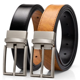 Alphyly Reversible Leather Boss Men's Belts,Fits Suits and Jeans, Iteam Quantity One(not pack), Color Brown, Length105cm