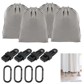 Tikplus Pack of 4 Sandbags for Weighting, Portable Weight Bag for Gazebo, with Carabiner, Clips, Weight Bags, Sandbags for Gazebo, Sandbag for Outdoor Tents, Curtain