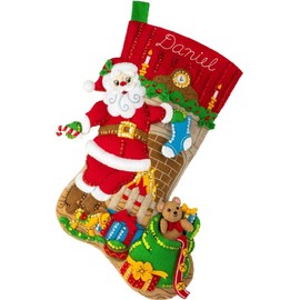 Bucilla Felt Stocking KIT, Fireplace Santa