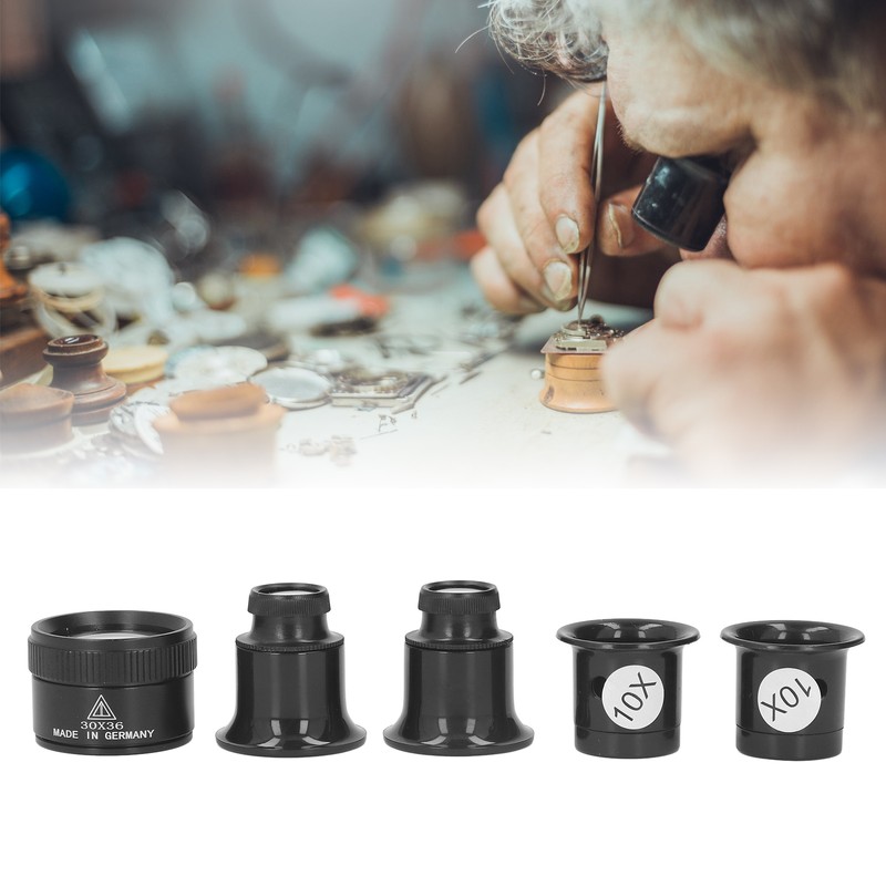 5 Pcs Monocular Magnifier 10X 20X 30X 30x36mm Multifunctional Light
