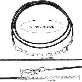 LxcshLjx 120Pcs Leather Necklace Cord with Clasps, 6 Color Waxed Line Necklace Cord for Pendants, Necklace String Rope for Jewelry Making Beading Supplies, Bulk Bracelet Chains for DIY Beads, Charms