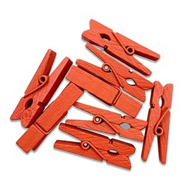 Topxome 100pcs 35mm Natural Wooden Clips Photo Clips Clothespin DIY Wedding Party Wooden Clip Clips Pegs (Orange)