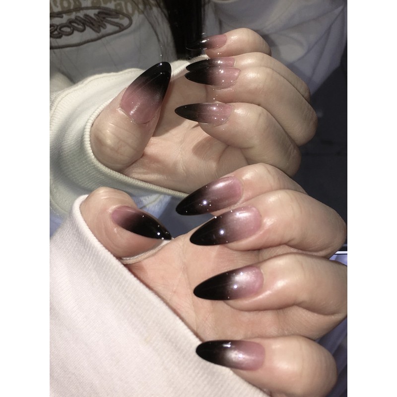 Blackpink Two-tone Magnet Gra Nail Tips - Round Square /