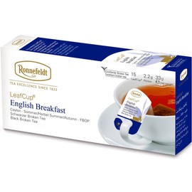 Ronnefeldt LeafCup English Breakfast – Loose Leaf Full-Bodied Black Tea – 15 Individually Wrapped Tea Bags
