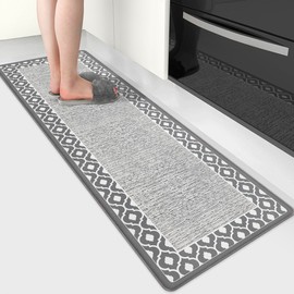 ATRUG Anti Fatigue Kitchen Rug Kitchen Floor Mats Cushioned Anti Fatigue Memory Foam Kitchen Rugs Padded Kitchen Floor Mat Non Slip Washable Kitchen Mats for Floor Laundry Office Sink 17.3"x47.2" Grey