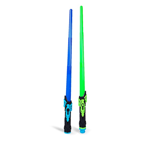 Boley Light Swords - 2 PK Blue & Green Light-Up Plastic Kids Toy Sword Play Set for Boys & Girls Ages 3+