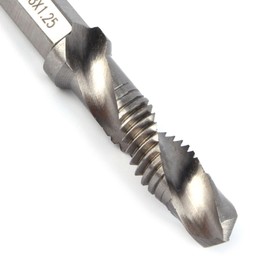 M8 Tap Bit, Universal Tap Machine Tap HSS Metric Thread Drill Machines Hex Drill Bit for Through Holes Thread Cutting