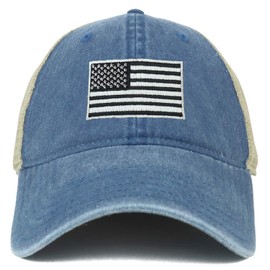 Armycrew tamaño grande XXL gris bandera americana bordado lavado camión Cap., Marino, XX-Large