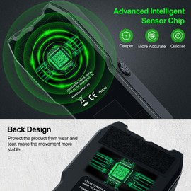 Stud Finder Wall Scanner - 5 in 1 Electronic Stud Detector with Upgraded Smart Sensor, Audio Alarm and HD LCD Display for the Center and Edge of Wood, AC Wire, Metal and Studs Detection(Frosted Black)