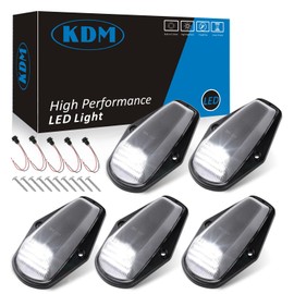 KDM Clear Lens Led Cab Roof Top Marker Lights assembly Fit for 1973-1997 Ford F150 F250 F350 F450 Super Duty,Mounted Running Clearance Bright White,5Pcs Pack