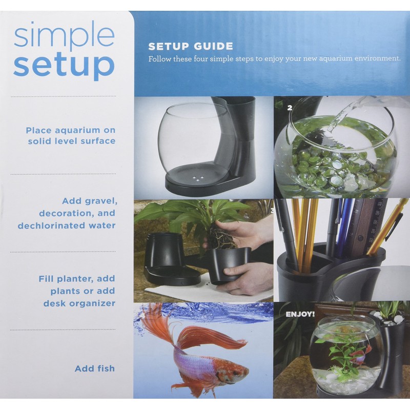 Elive Betta Fish Bowl / Betta Fish Tank with Planter,