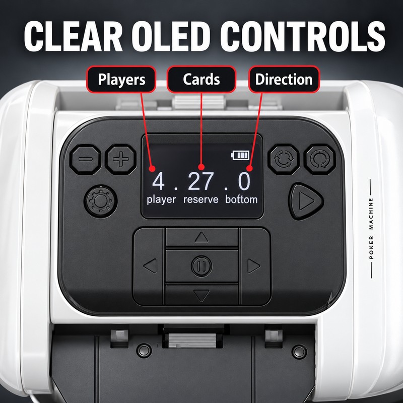 Automatic Card Shuffler and Dealer, 2400mAh Rechargeable 360° Poker Machine