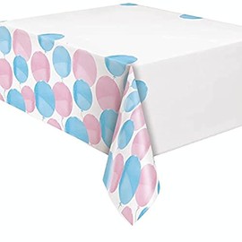 Unique 76083 Gender Reveal Plastic Table Cover, 54" x 84" | Multicolor | 1 Pc, Print, Pink & Blue