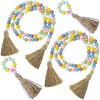 Easter Beads Garland with Tassel, 4 Pack Spring Wood Bead