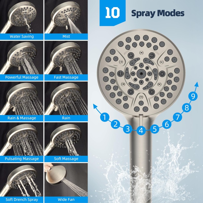 Hibbent All Metal CUPC Certified Shower Head, 8'' High Pressure