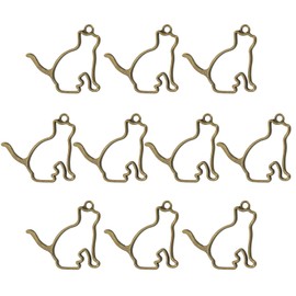 PATIKIL Alloy Open Back Bezel Pendants, 20 Pack Cat Shaped Hollow Mold Resin Pendant Frame for DIY Crafts Earrings Necklace Bracelet Making, Bronze