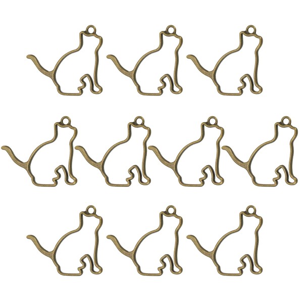 PATIKIL Alloy Open Back Bezel Pendants, 20 Pack Cat Shaped