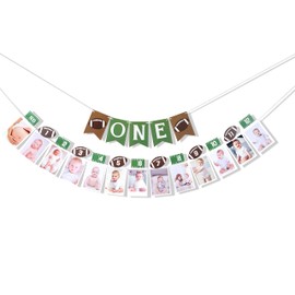 Banner de fútbol para el primer cumpleaños – Decoración de primer cumpleaños de fútbol, pancarta de fotos de fútbol de 12 meses, pancarta de fotos de fútbol de 1er año, decoración de fiesta de fútbol