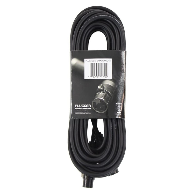 Plugger cable DMX XLR female 3b/male 3b 10 m black