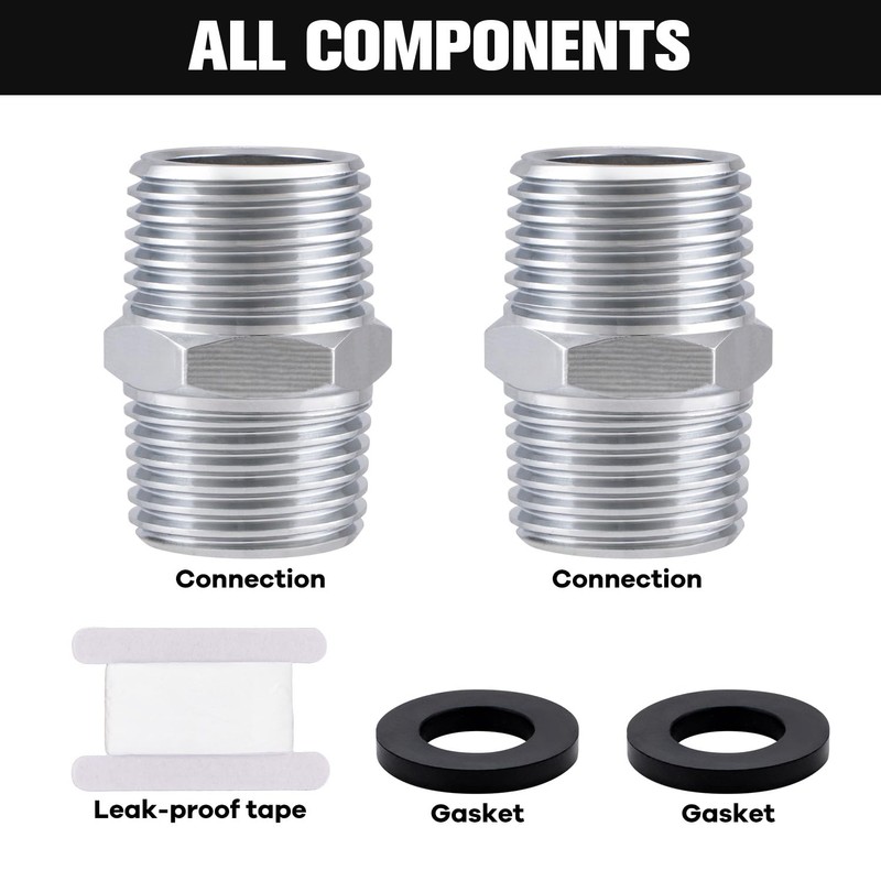 Shower Hose Extension Connector, Male NPT 1/2x Male NPT 1/2