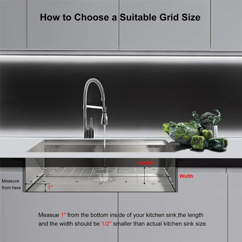 MONSINTA Kitchen Sink Grid and Sink Protectors, Stainless Steel Sink