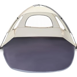 WhiteFang Beach Tent Anti-UV Portable Sun Shade Shelter for 6 Person, Extendable Floor with 3 Ventilating Mesh Windows Plus Carrying Bag, Stakes and Guy Lines (Baby's Breath)