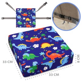 Child Booster Seat Booster Seat Child 32 x 32 x 8 cm - Seat Cushion for Toddlers Dining Table Chair Cushion and Baby Seat Dino Blue