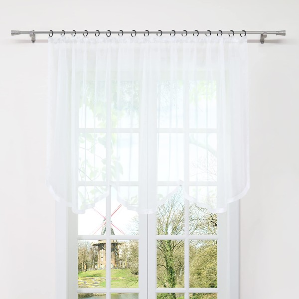 HongYa Curtain with Ruffle Tape, Transparent Voile Bogenstore, Flower Window,