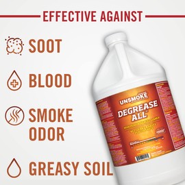 Unsmoke Degrease-All High-Performance Degreaser and Multisurface Cleaner, Cleaning Solution for Grease Removal, 1-Gal Bottle