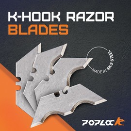 Poplock 20 Pieces Utility Knife Blades, Hook Blades For Utility Knife, Hook Utility Blade, Hooked Blade For Cardboard Cutter, Roofing Tools Utility Knives, Utility Knife Blades Refills, SK2 Steel