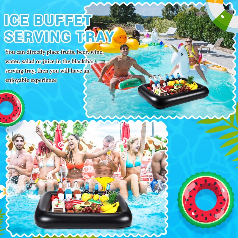 FillTouch Rectangular Inflatable Serving Bar Floating Drink Holder for Pool